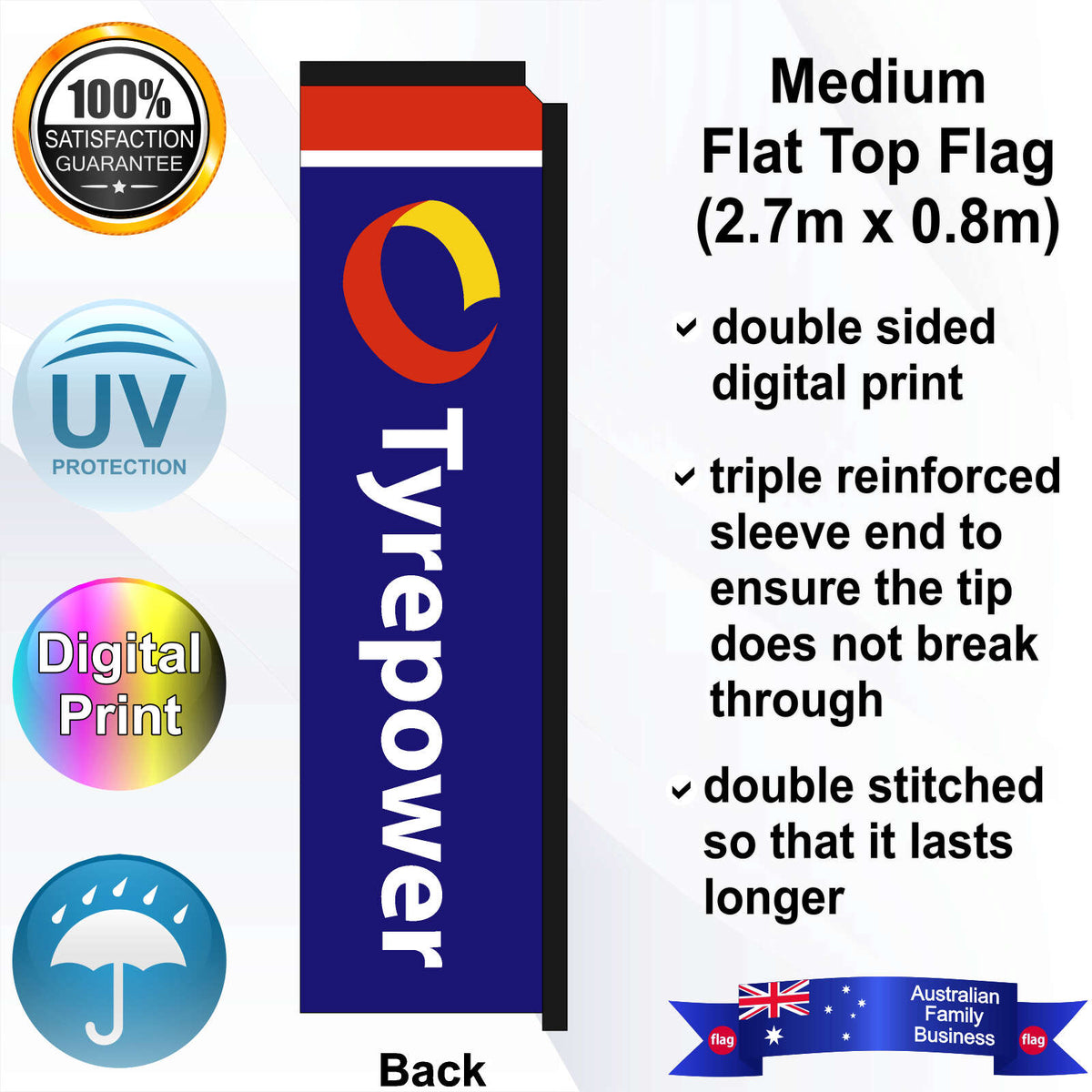 Tyrepower Flat Top Flag - Rear