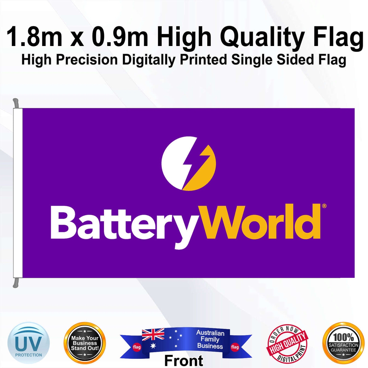 Battery World Rectangle Flag - Front