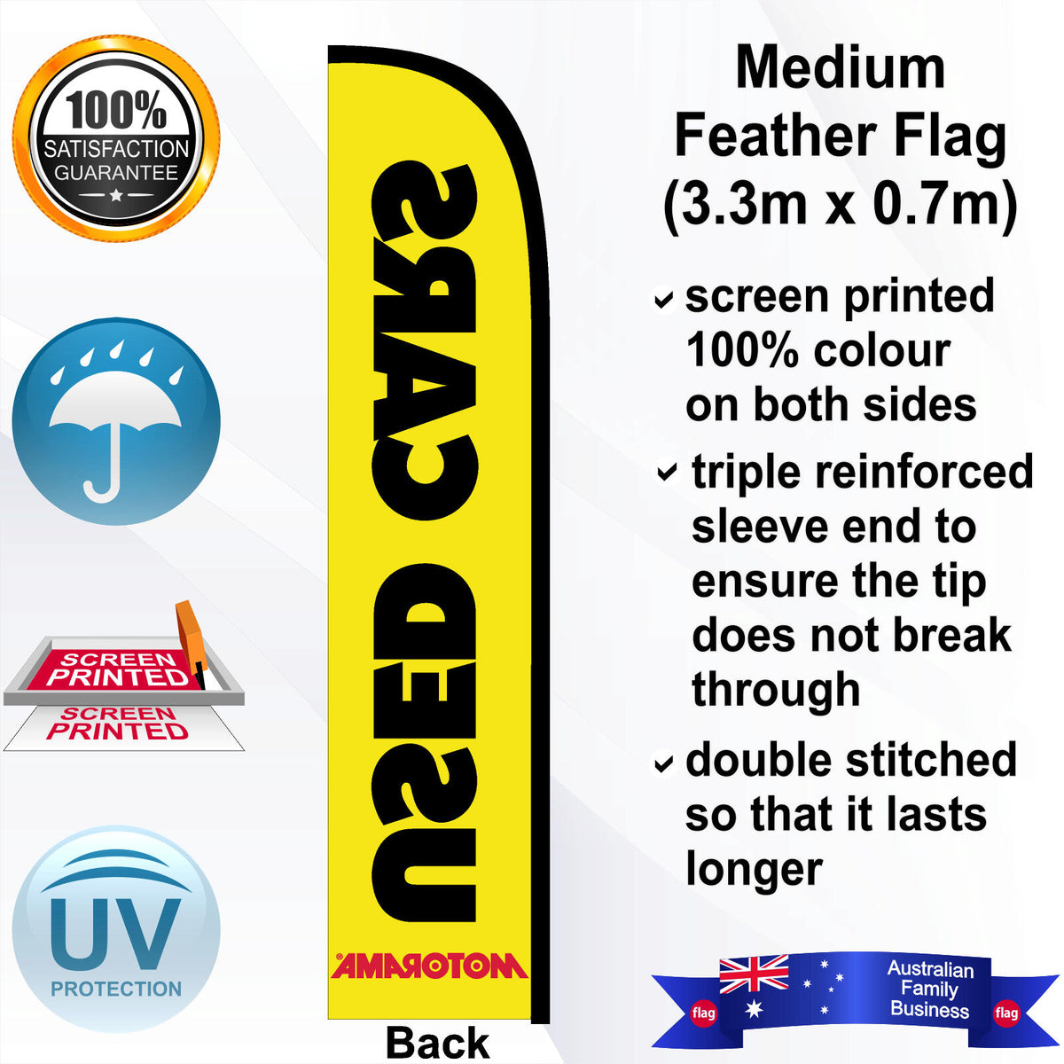 MOTORAMA USED CARS Feather Flag - Rear