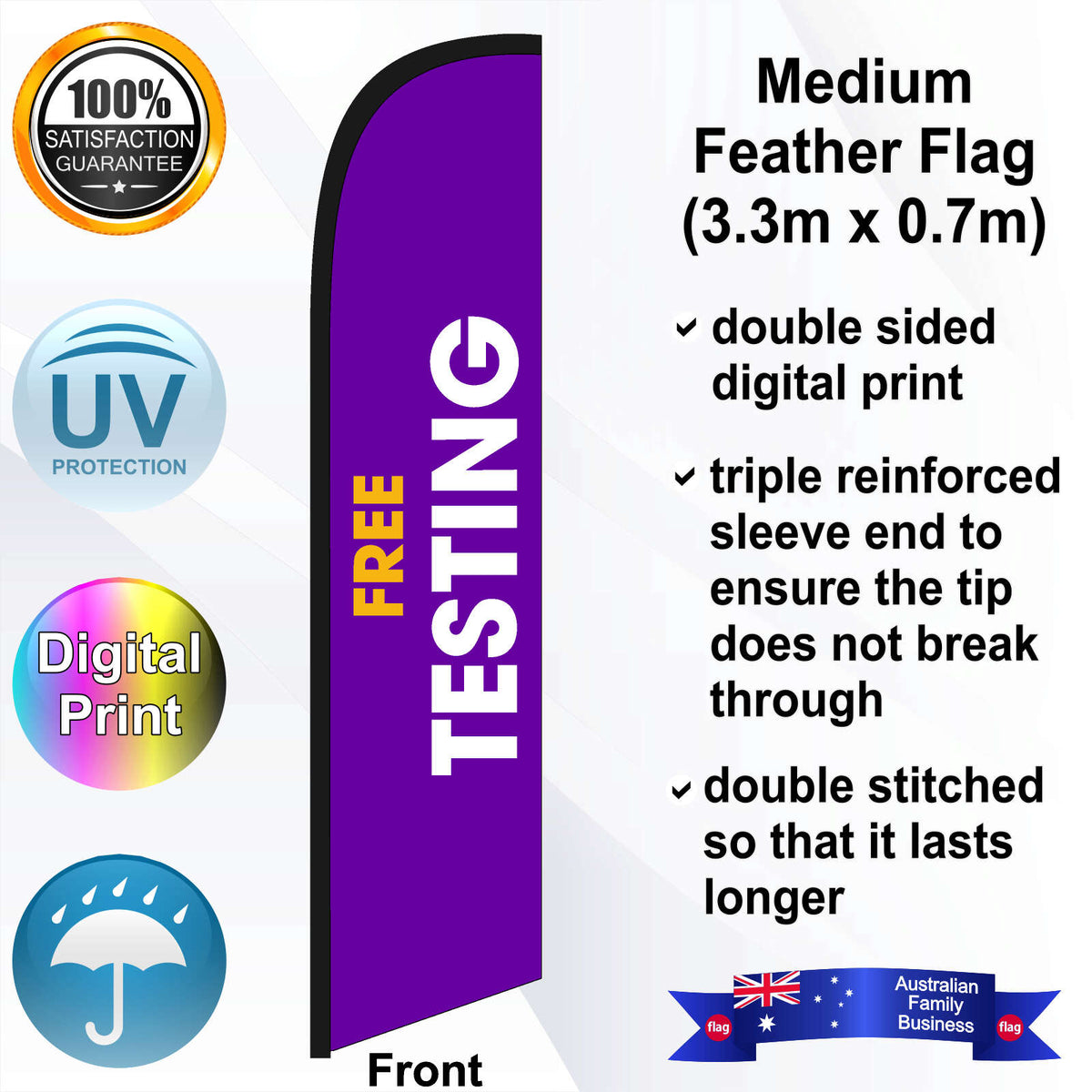 Battery World FREE TESTING Feather Flag - Front