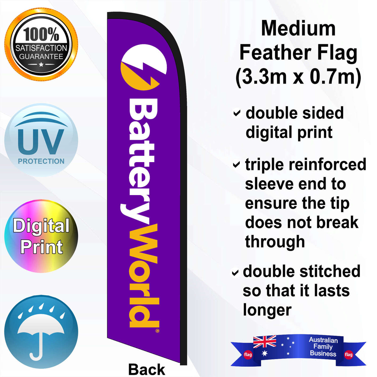 Battery World Feather Flag - Rear