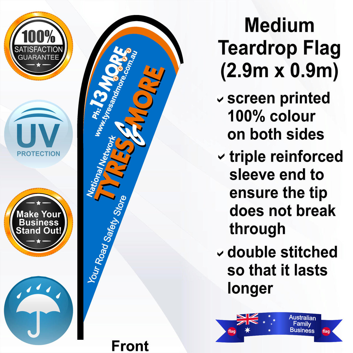 TYRES & MORE Teardrop Flag - Front