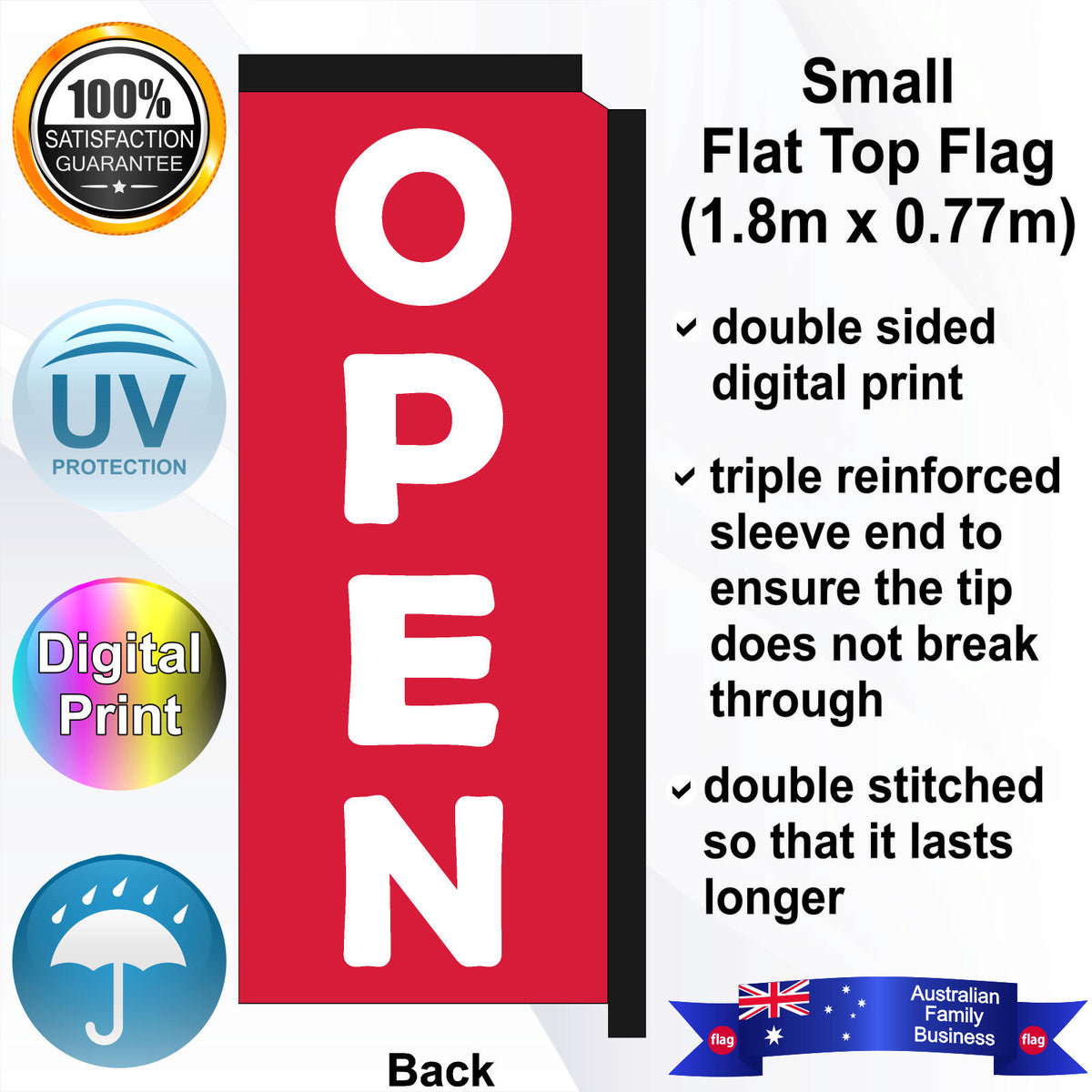 OPEN Flat Top Flag - Rear
