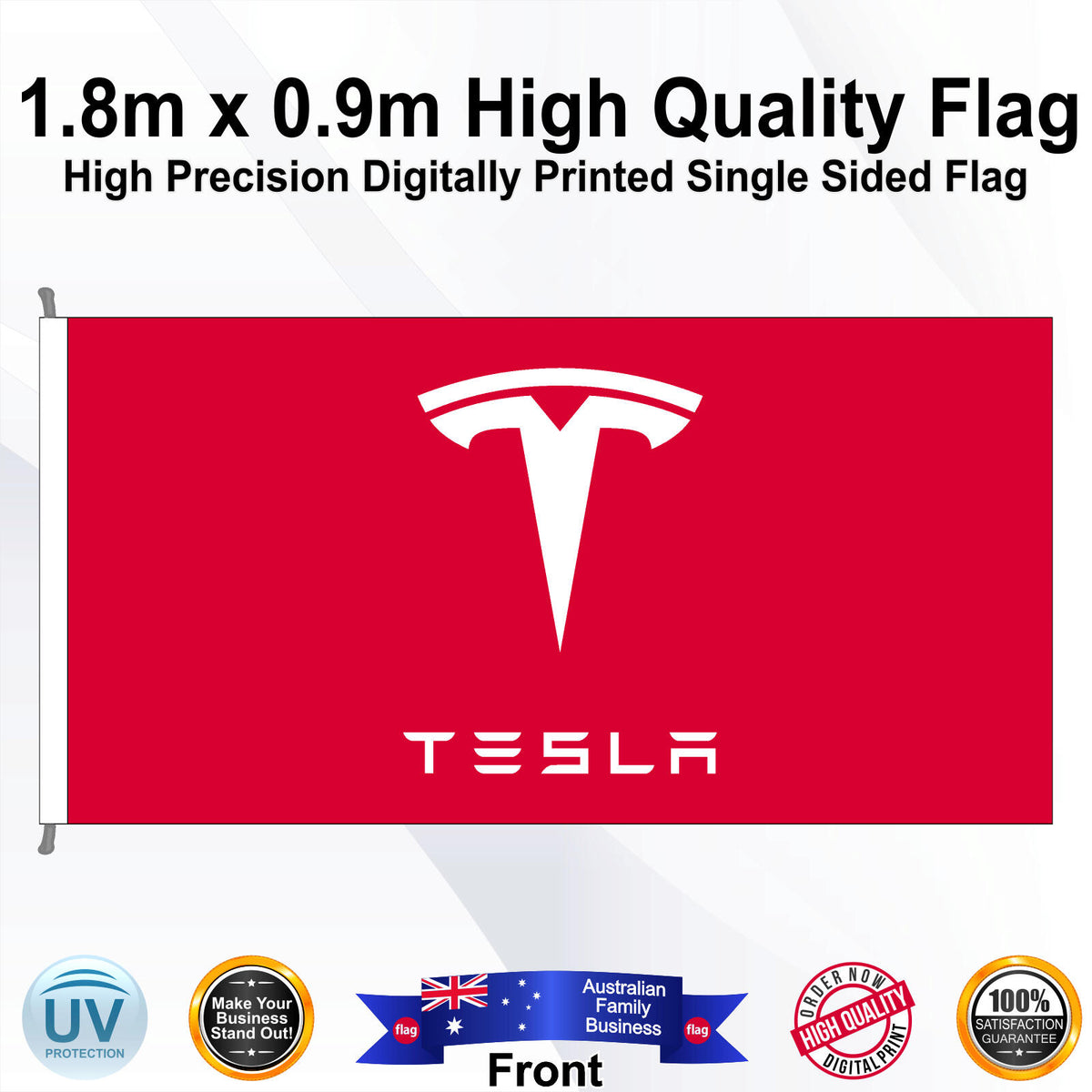 TESLA Rectangle Flag - Front