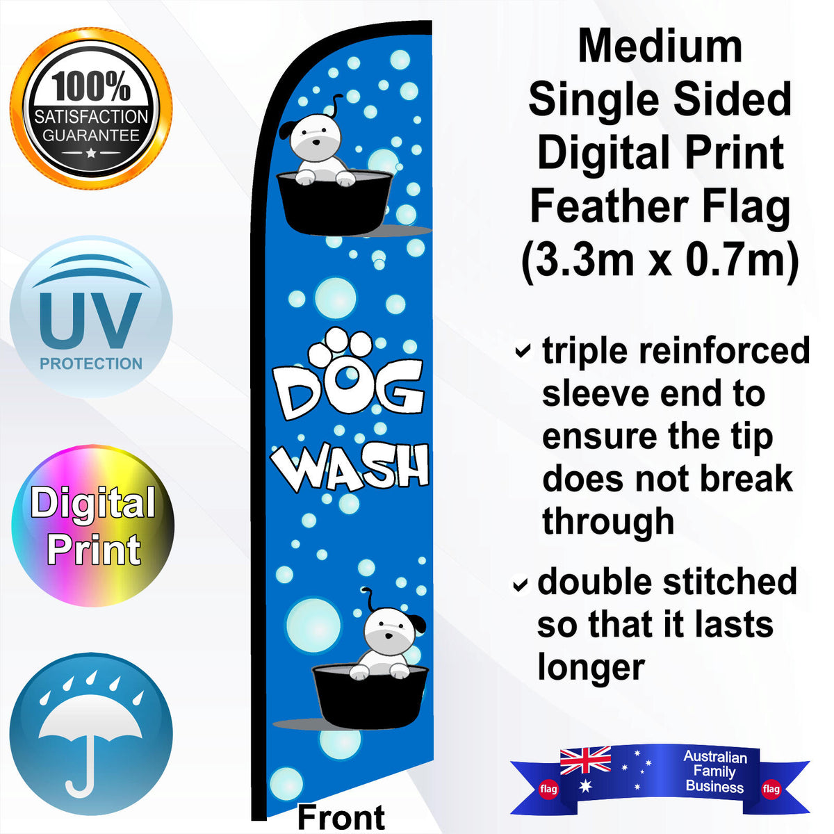 DOG WASH Feather Flag - Front