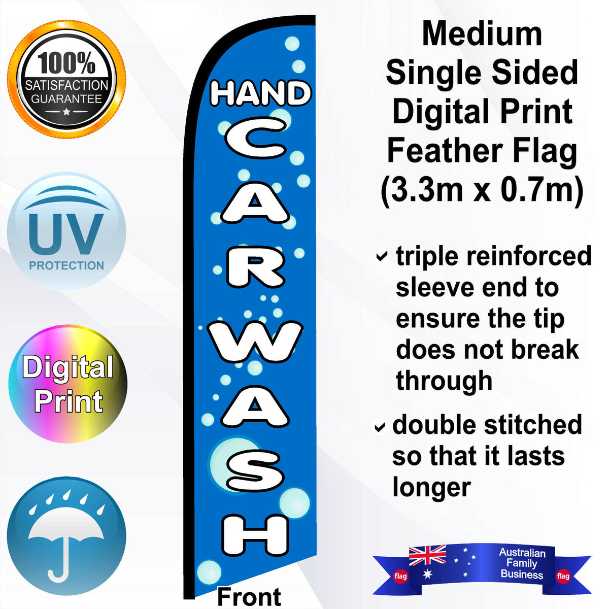 HAND CAR WASH Feather Flag - Front