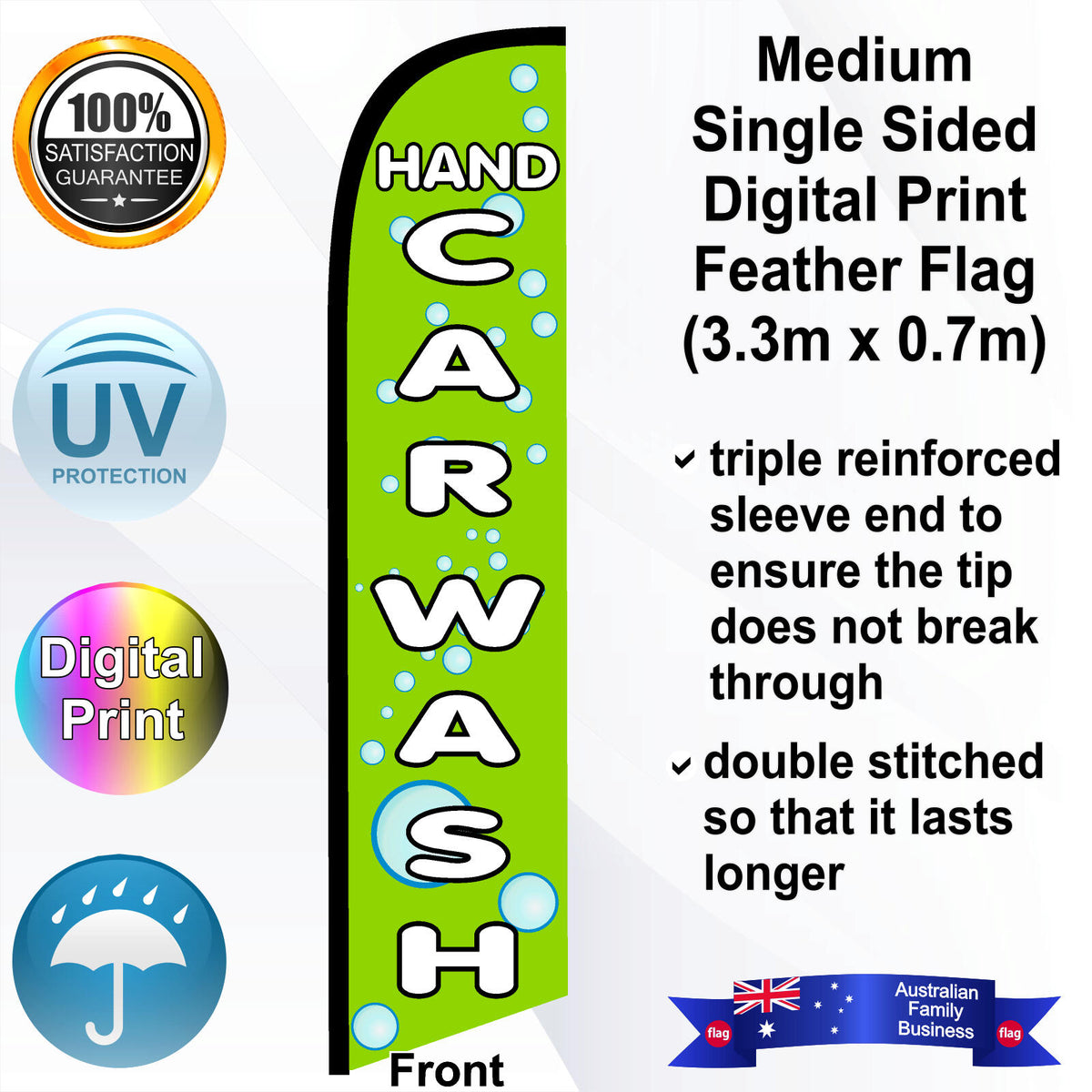 HAND CAR WASH Feather Flag - Front