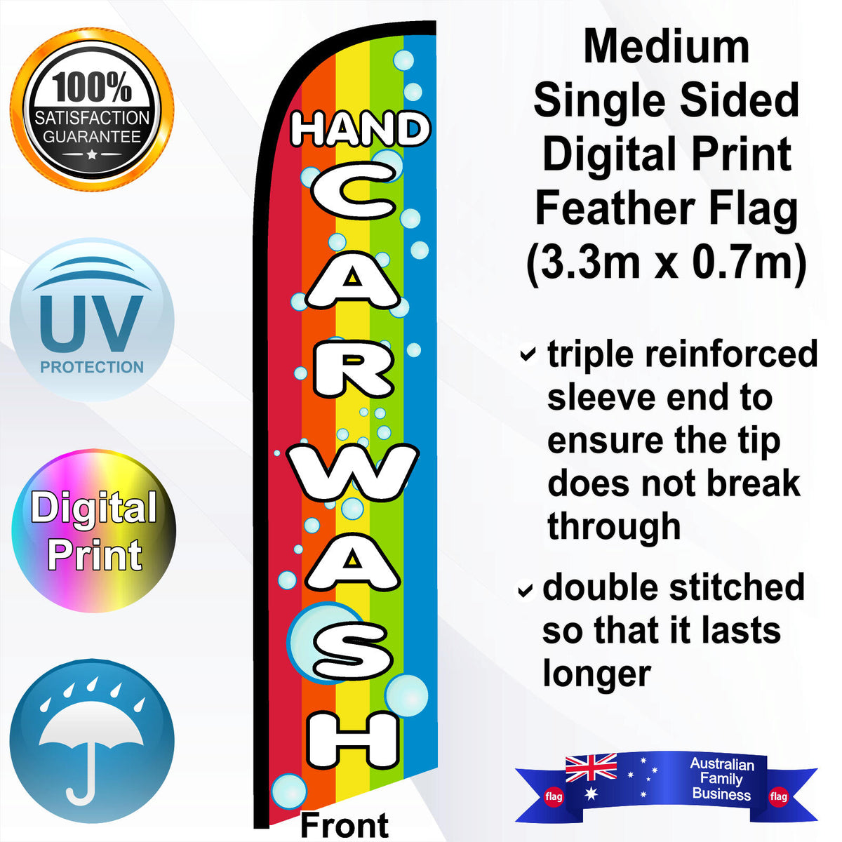 HAND CAR WASH Feather Flag - Front