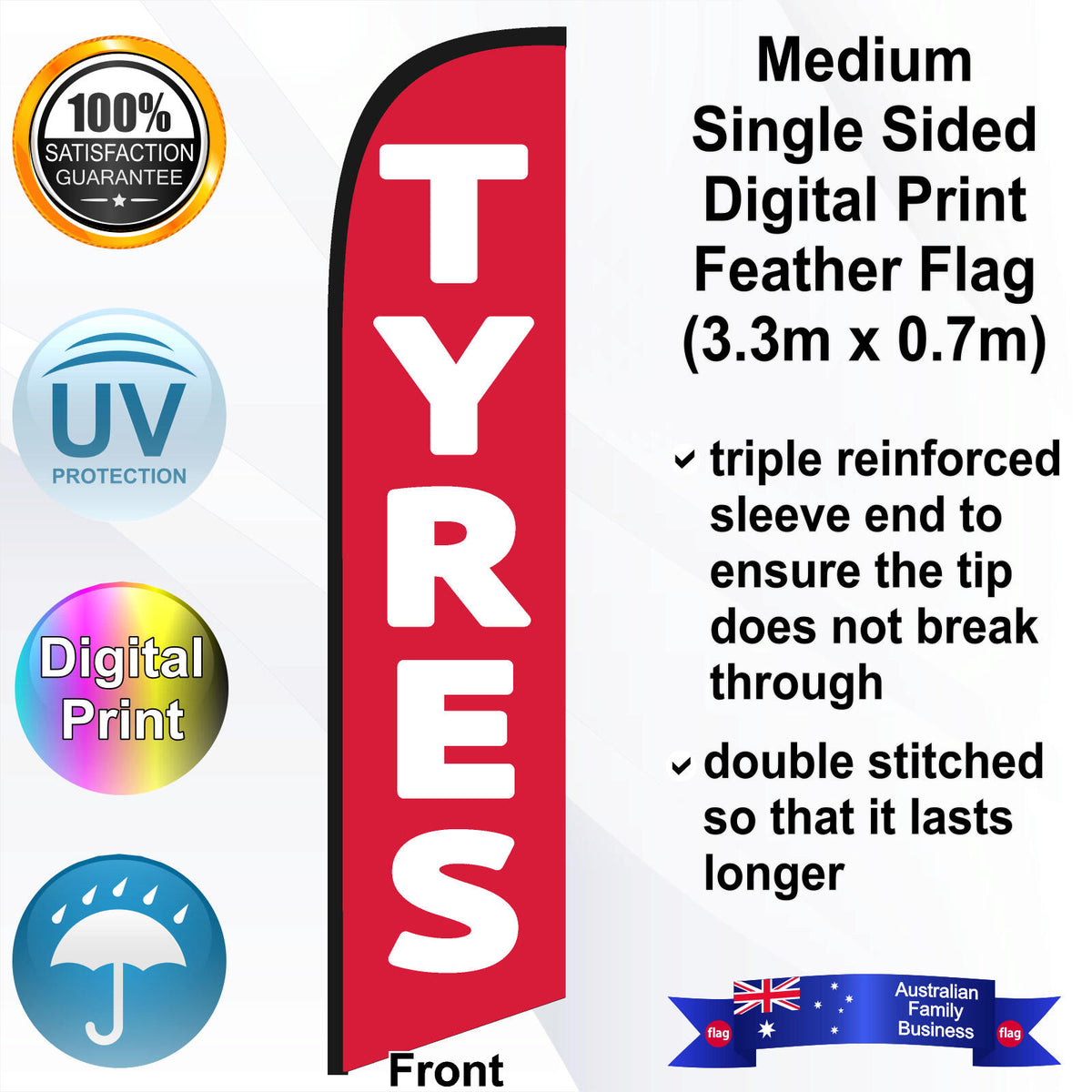 TYRES Feather Flag - Front