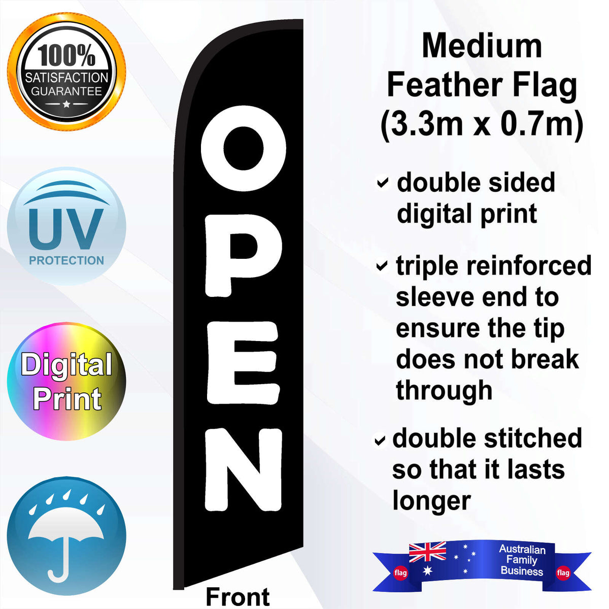 OPEN Feather Flag - Front