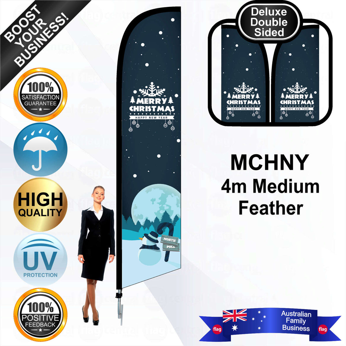 MERRY CHRISTMAS AND A HAPPY NEW YEAR Feather Flag - Bundle