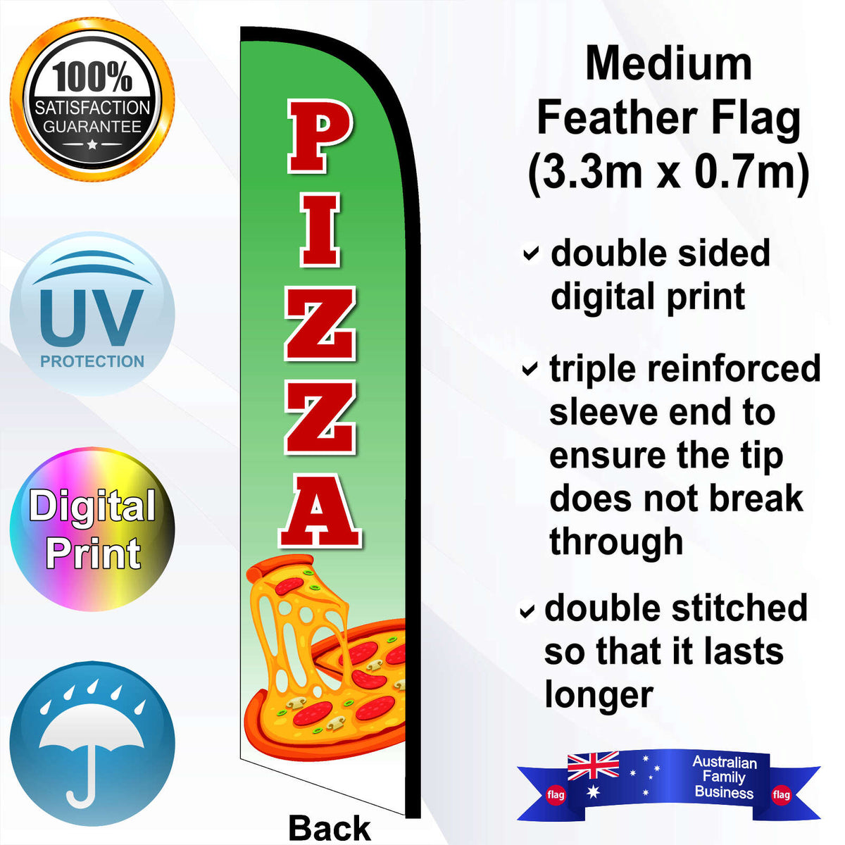 PIZZA Feather Flag - Rear