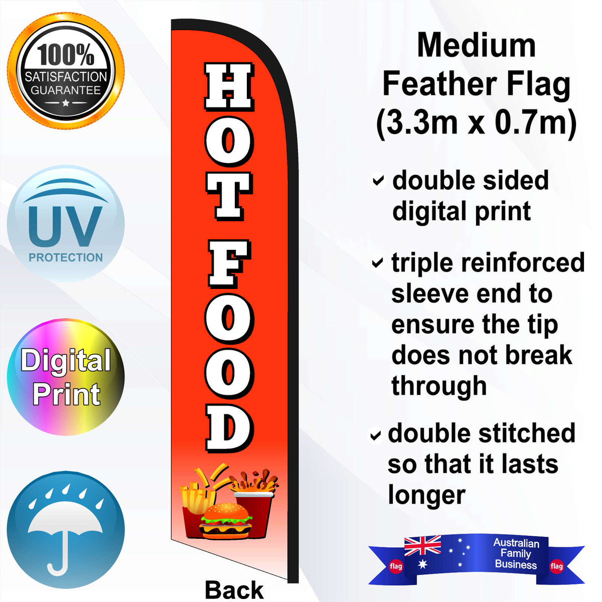 HOT FOOD Feather Flag - Rear
