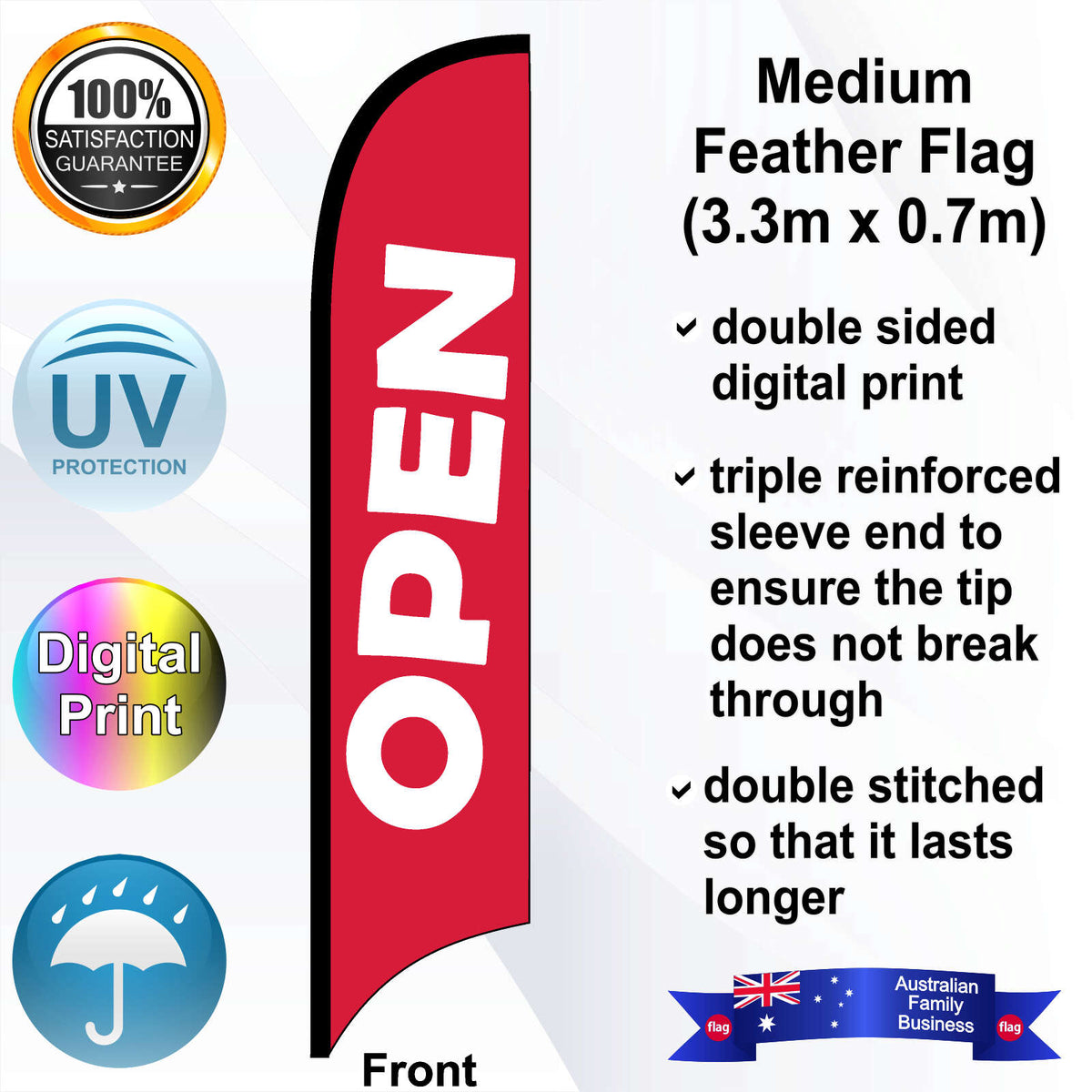 OPEN Feather Flag - Front
