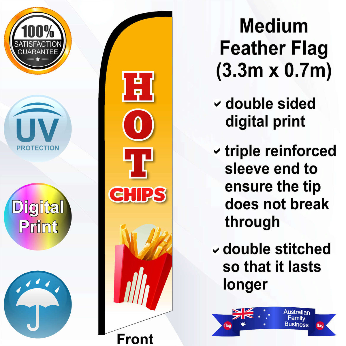 HOT CHIPS Feather Flag - Front