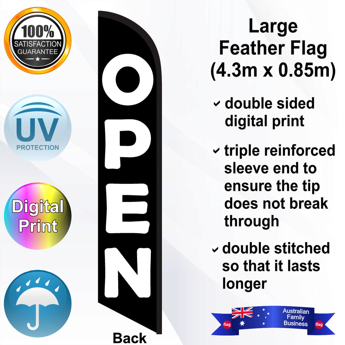 OPEN Feather Flag - Rear