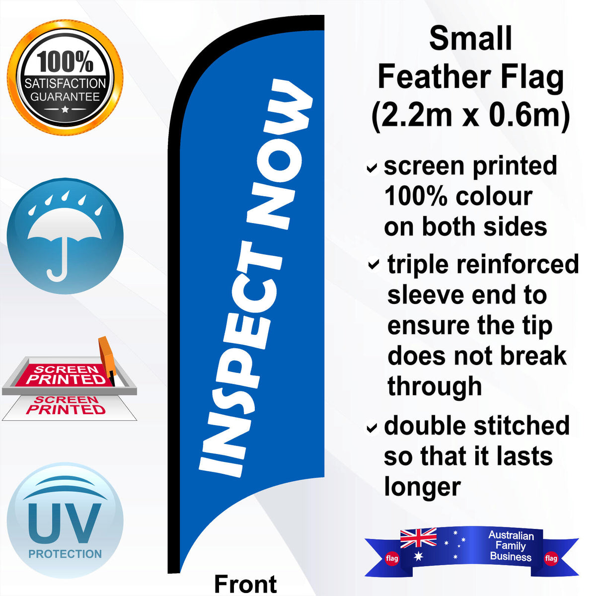 INSPECT NOW Feather Flag - Front