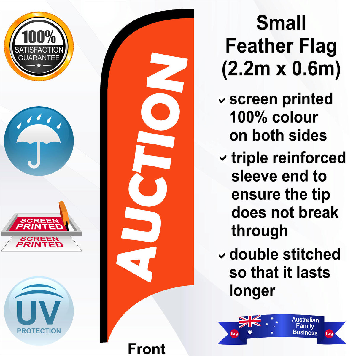 AUCTION Feather Flag - Front