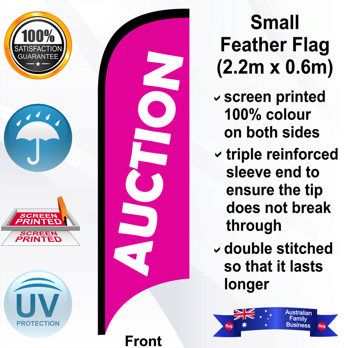 AUCTION Feather Flag - Front