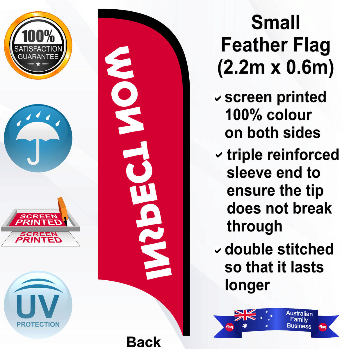 INSPECT NOW Feather Flag - Rear