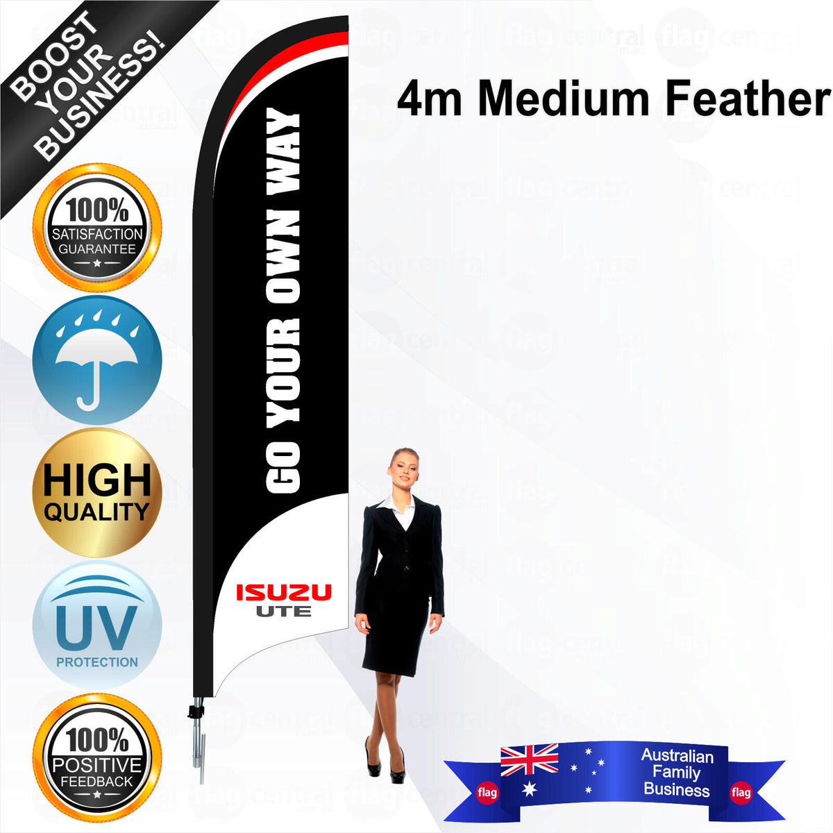 ISUZU UTES GO YOUR OWN WAY Feather Flag - Bundle