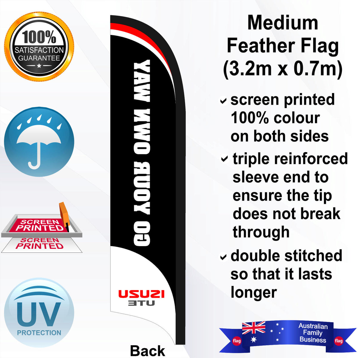 ISUZU UTES GO YOUR OWN WAY Feather Flag - Rear
