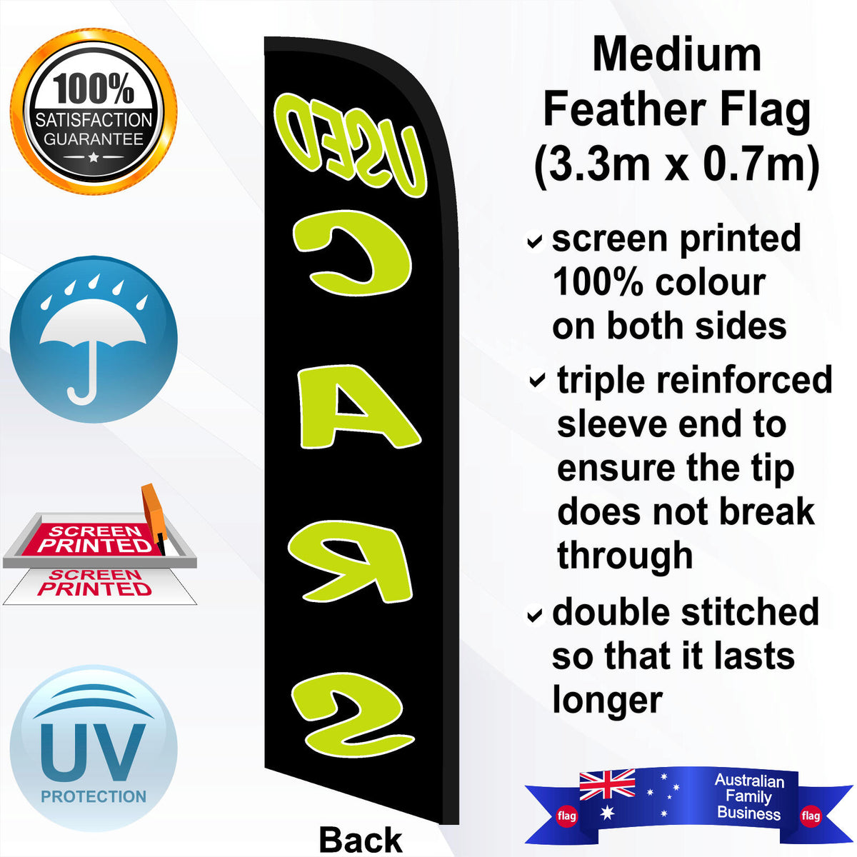 USED CARS Feather Flag - Rear
