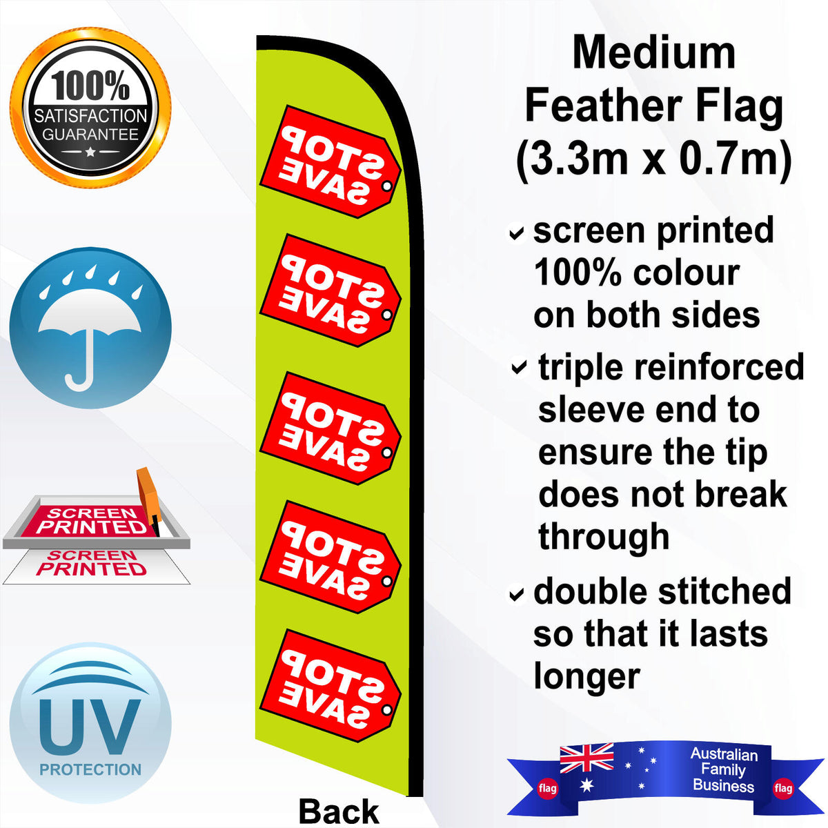STOP SAVE Feather Flag - Rear