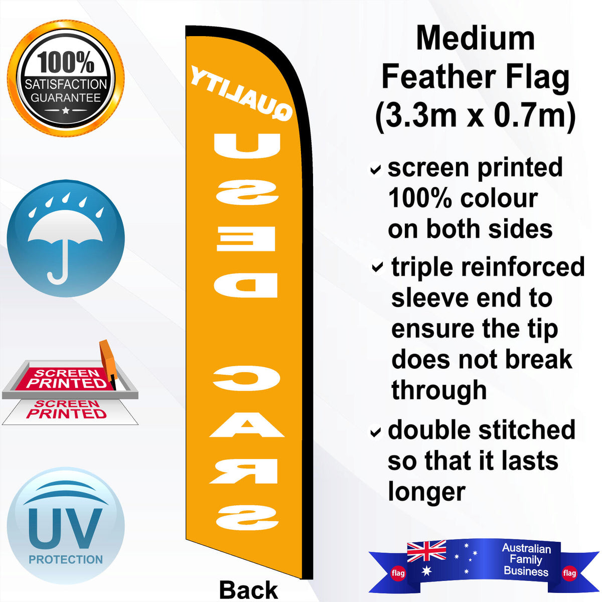 QUALITY USED CARS Feather Flag - Rear