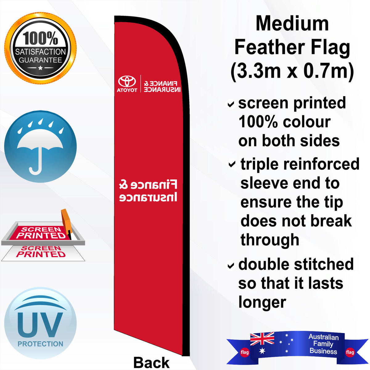 TOYOTA FINANCE & INSURANCE Feather Flag - Rear