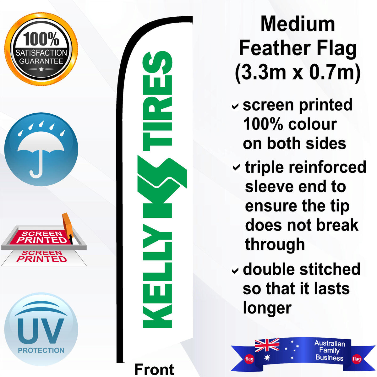 KELLY TIRES Feather Flag - Front