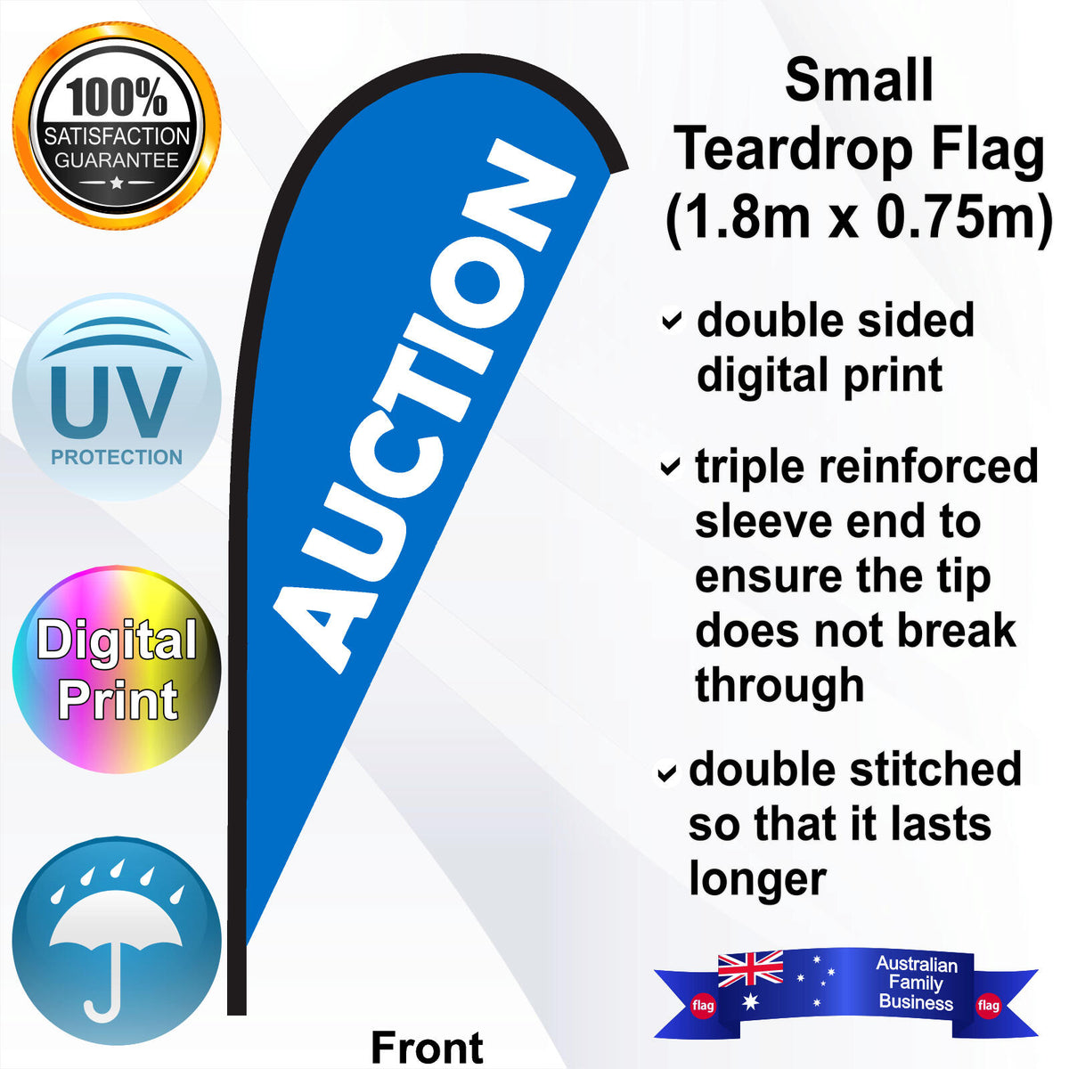 AUCTION Teardrop Flag - Front