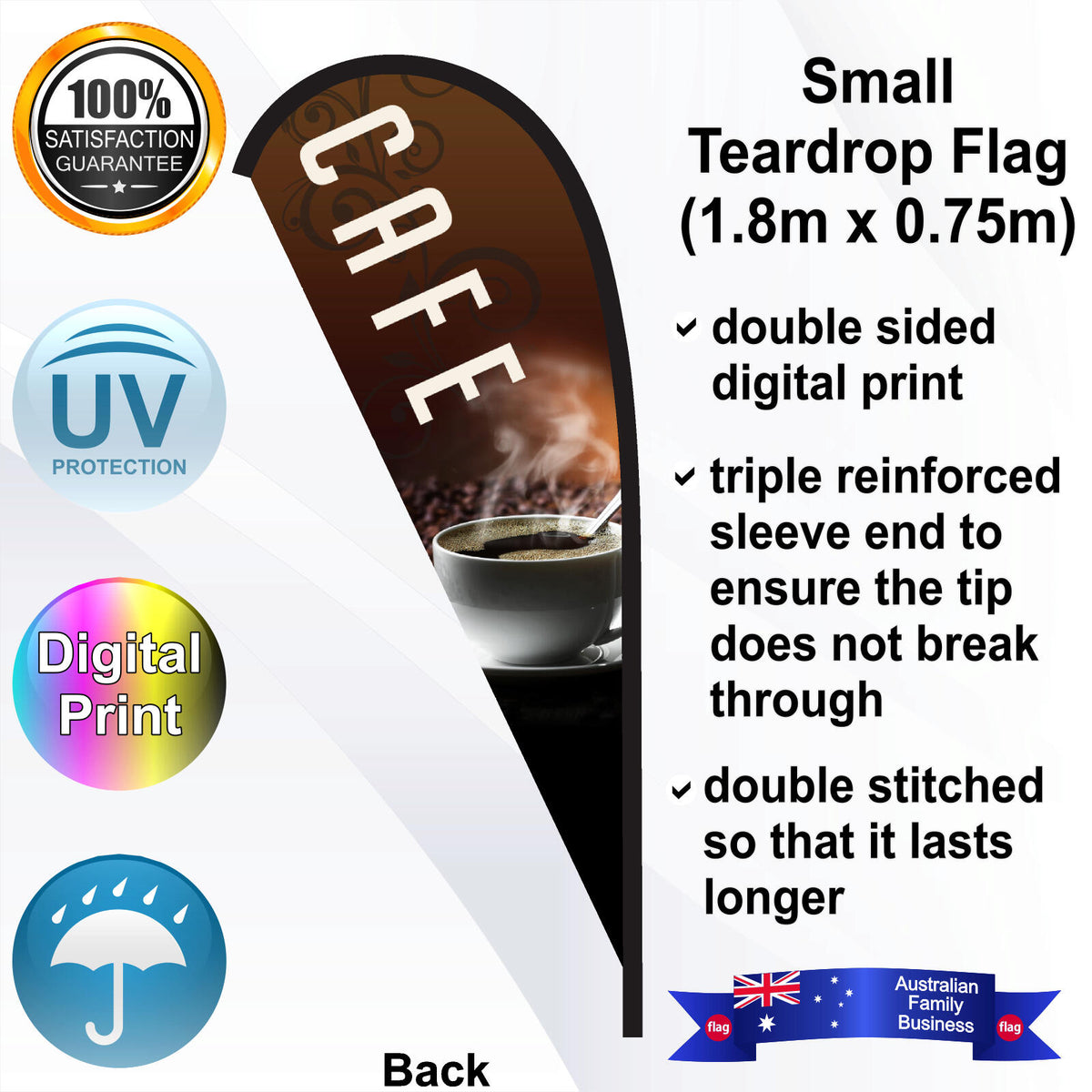 CAFE Teardrop Flag - Rear