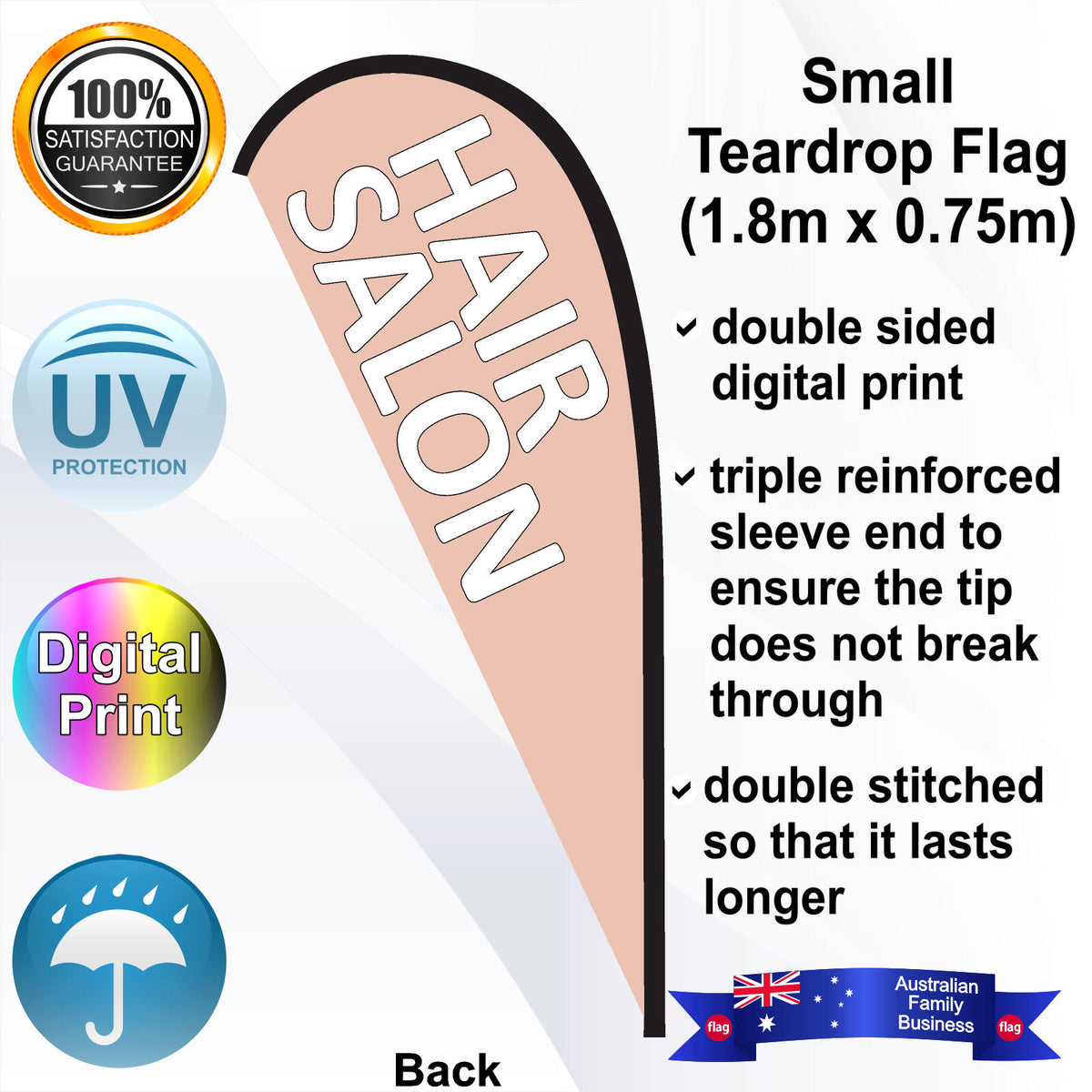 HAIR SALON Teardrop Flag - Rear