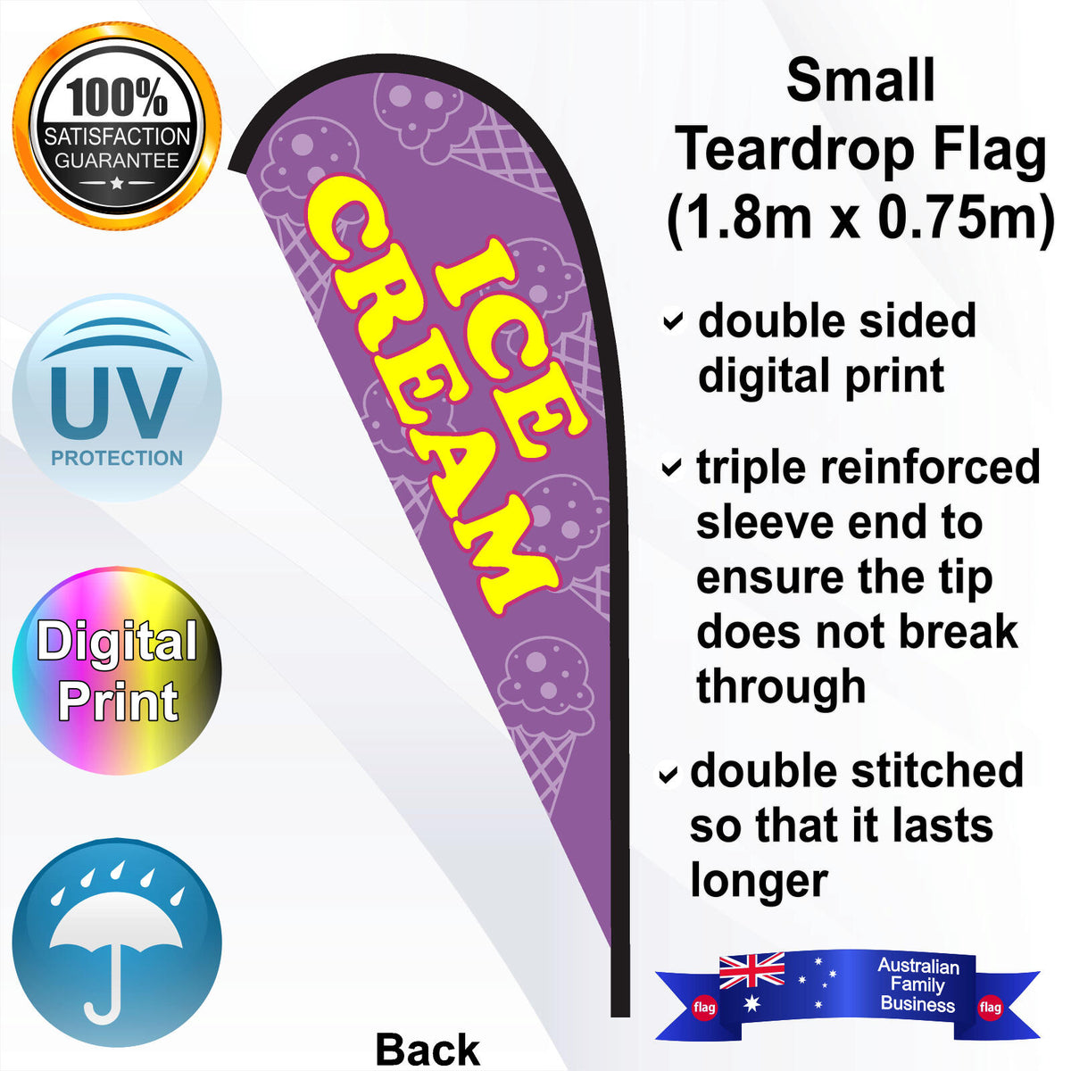 ICE CREAM Teardrop Flag - Rear