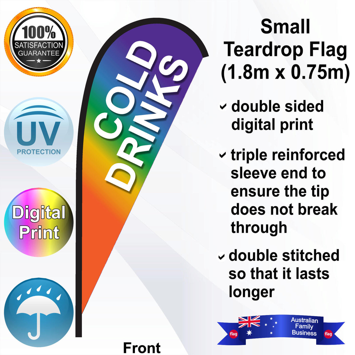 COLD DRINKS Teardrop Flag - Front
