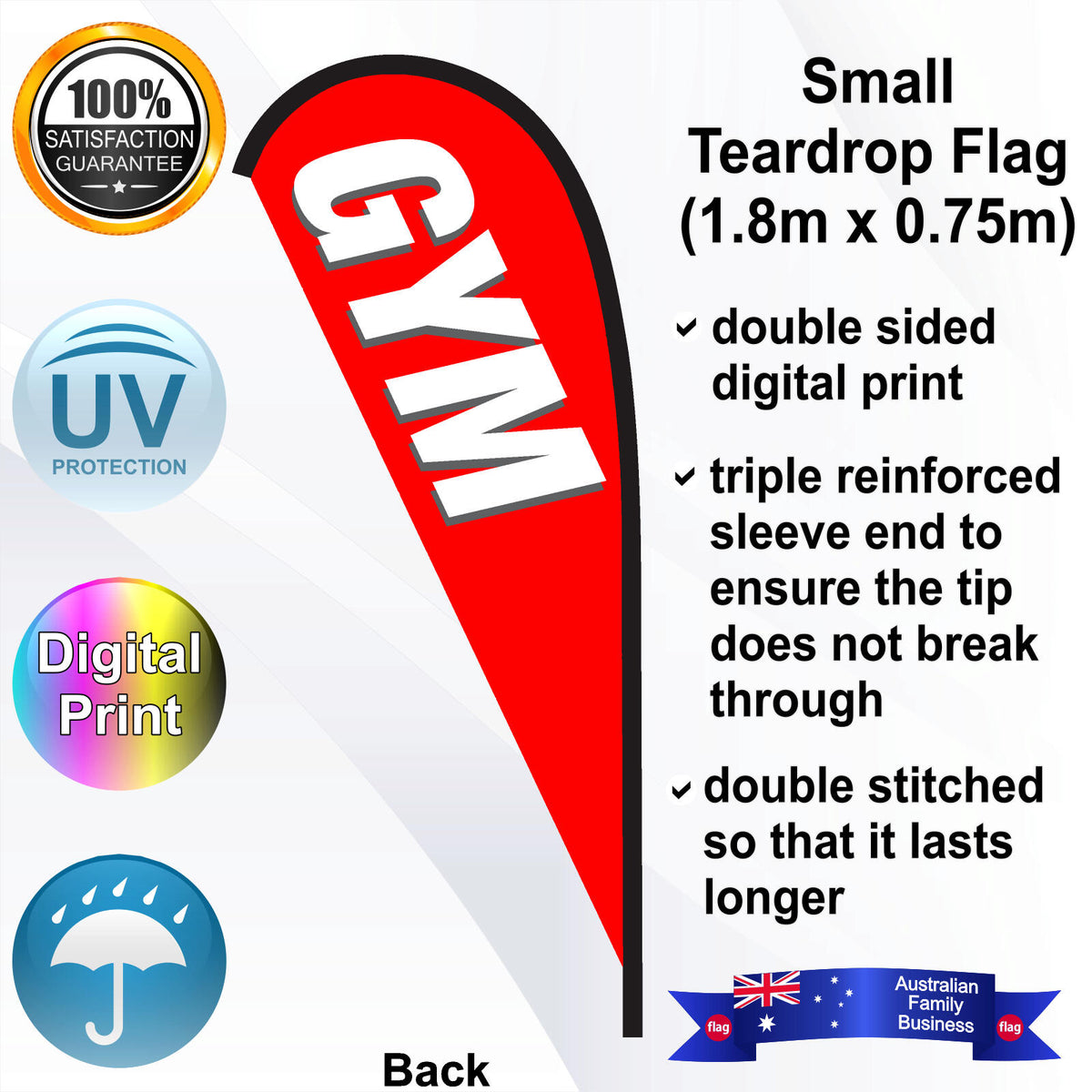 GYM Teardrop Flag - Rear