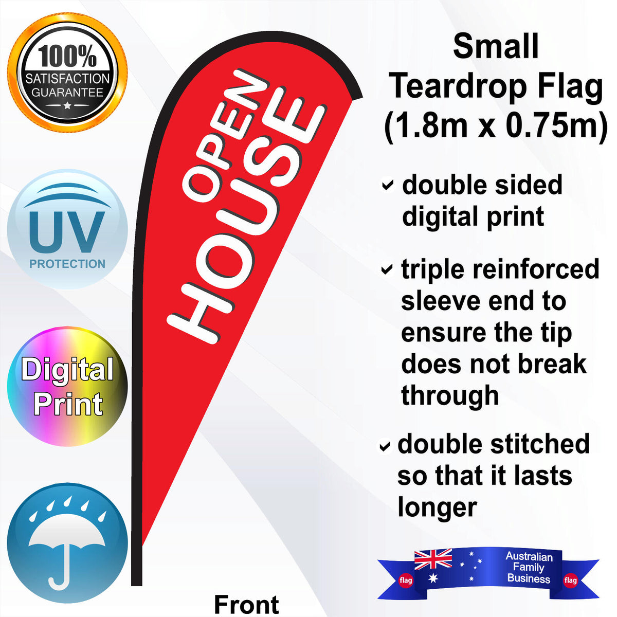 OPEN HOUSE Teardrop Flag - Front
