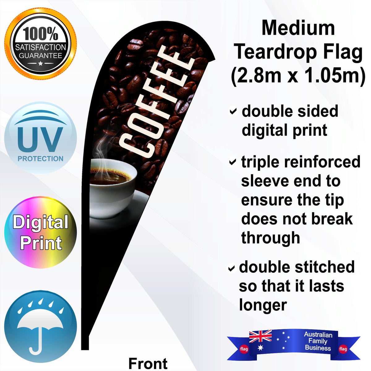 COFFEE Teardrop Flag - Front