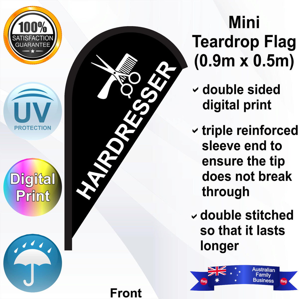HAIRDRESSER Teardrop Flag - Front