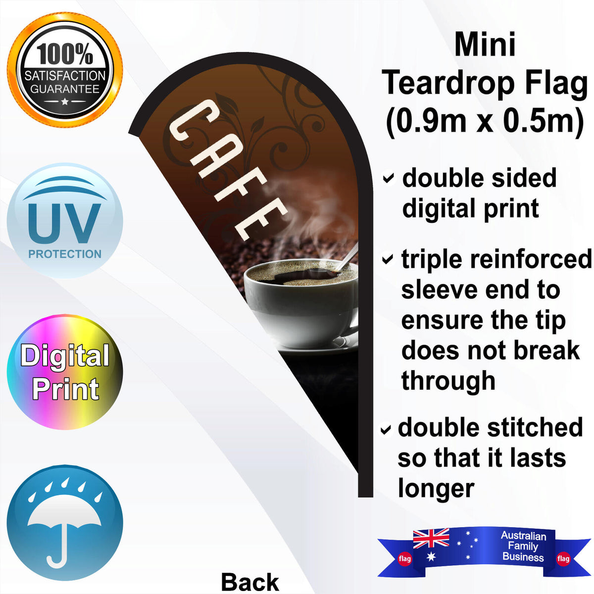 CAFE Teardrop Flag - Rear