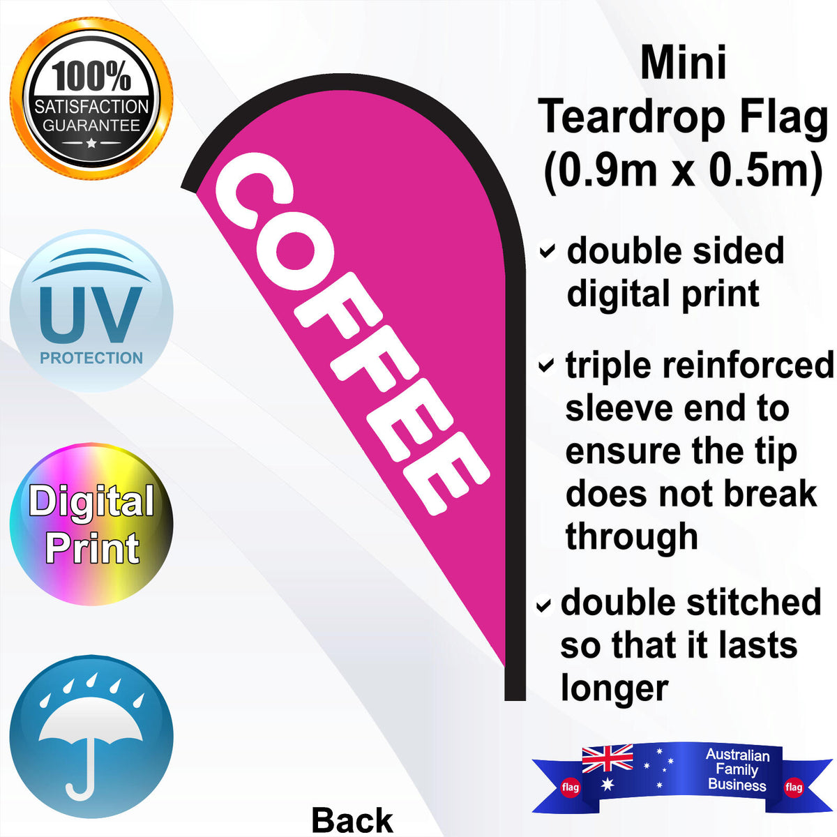 COFFEE Teardrop Flag - Rear