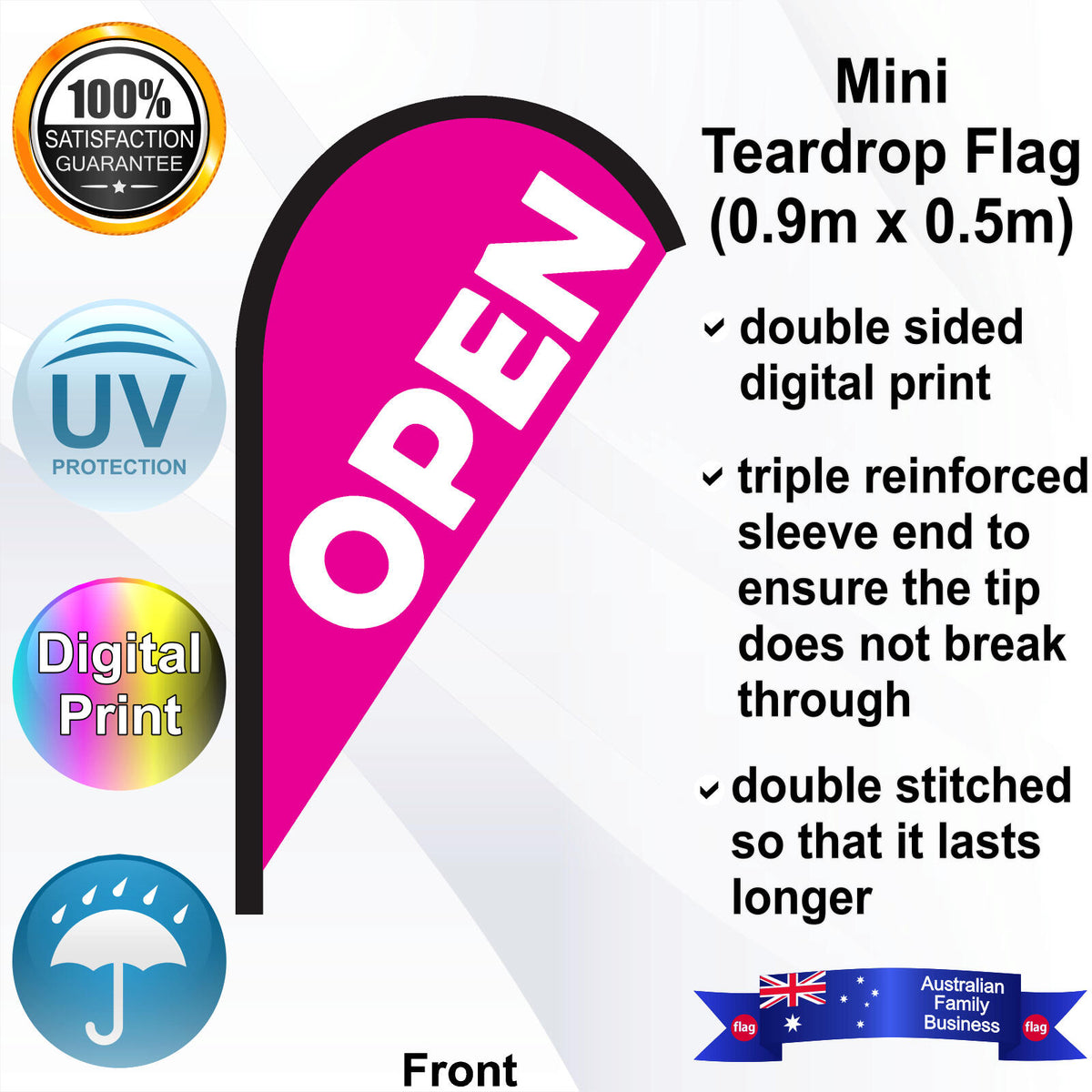 OPEN Teardrop Flag - Front
