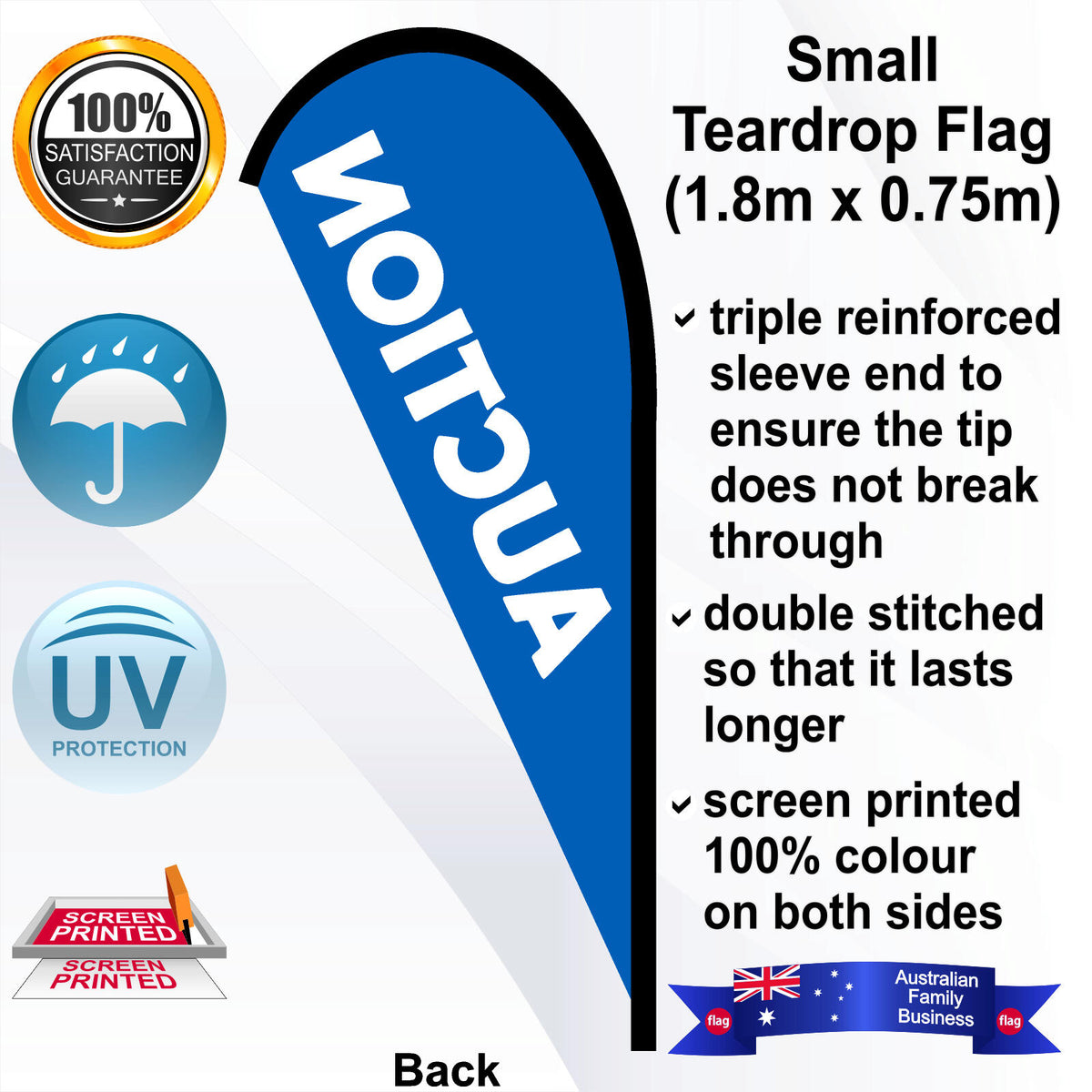 AUCTION Teardrop Flag - Rear