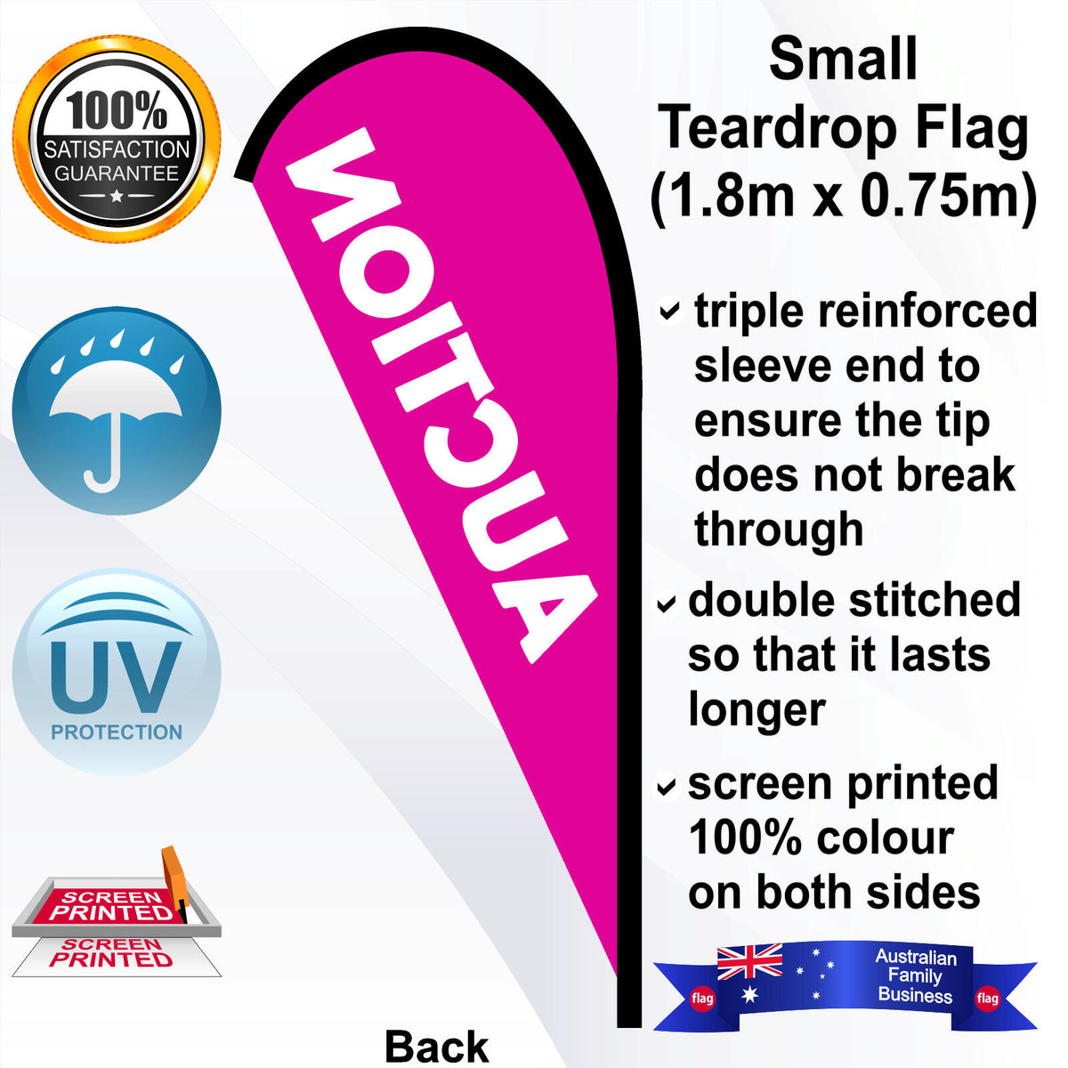 AUCTION Teardrop Flag - Rear