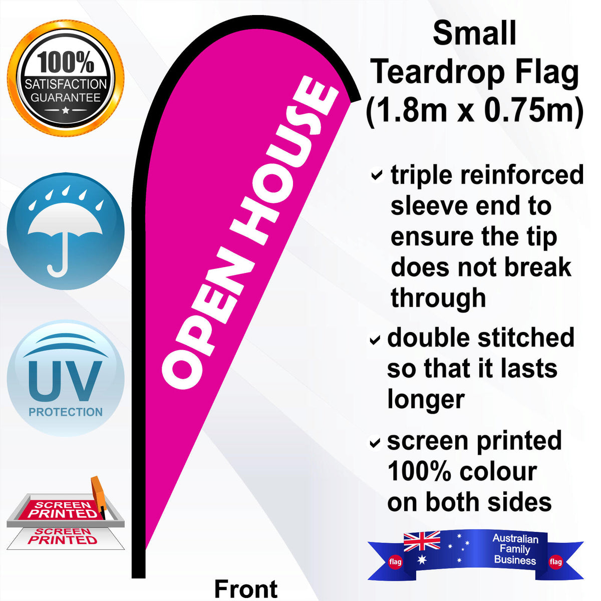 OPEN HOUSE Teardrop Flag - Front