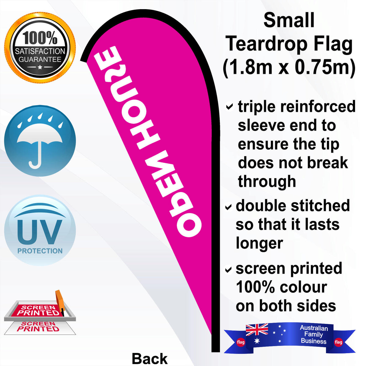 OPEN HOUSE Teardrop Flag - Rear