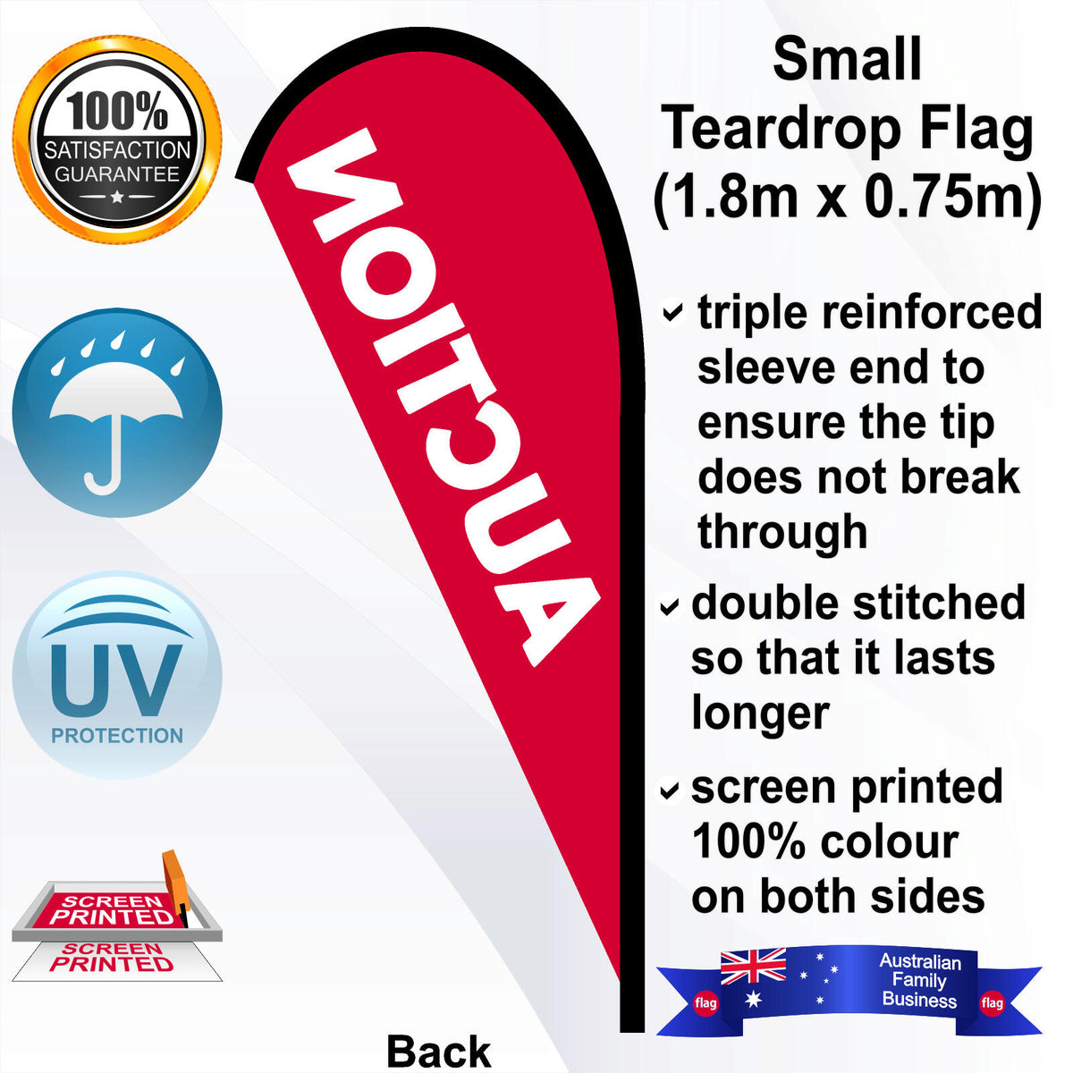 AUCTION Teardrop Flag - Rear