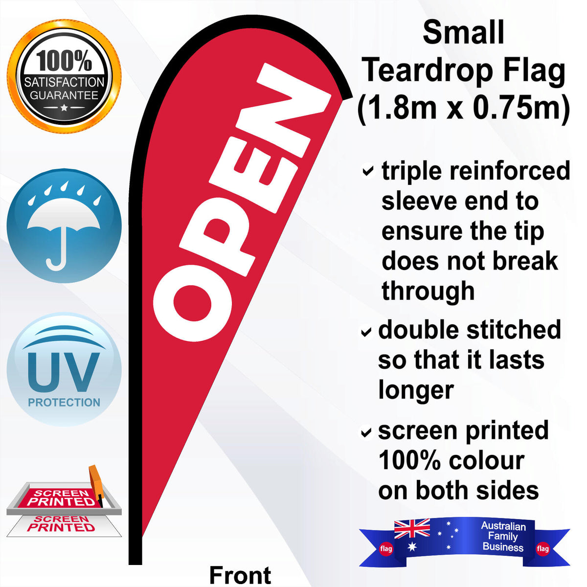 OPEN Teardrop Flag - Front