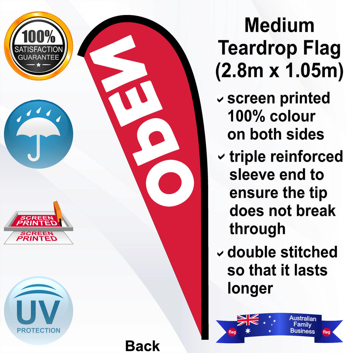 OPEN Teardrop Flag - Rear